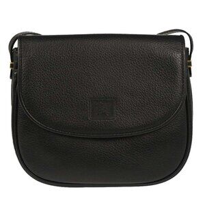 Burberrys Black Leather Crossbody Shoulder Bag 186118